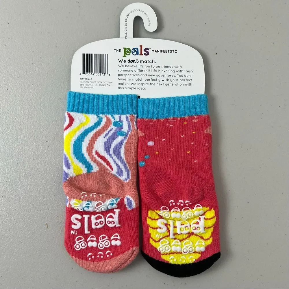 NWT Paals Crab & Jellyfish Mismatched Socks Kids 1-3 Years Gripper Socks